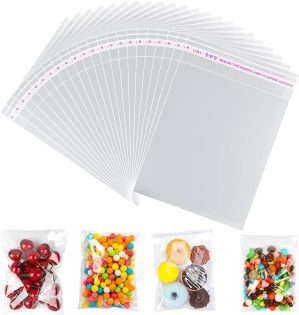 100 Pack Clear Self-adhesive Bags,S...