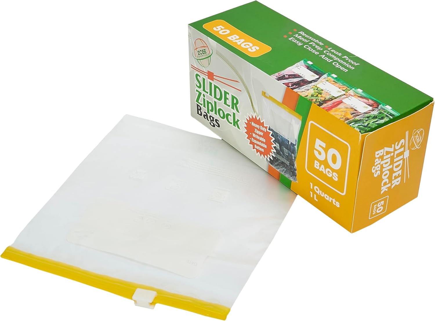 Small Slider Ziplock Bags (50pcs, 1 Quart / 1L) – Reusable Freezer Bags for Food Storage, Sandwich, Meal Prep – Leakproof, BPA-Free, Resealable & Heavy Duty Plastic Bags - Image 7