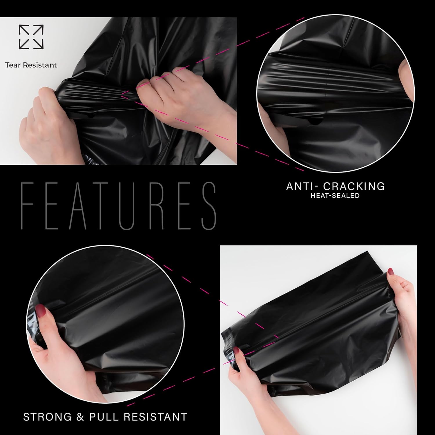 Postage Bags for Clothes - Pack of 30 - Black -12x16 inch Parcel Mailers for Posting Clothes - Self Seal Postal and Packaging PolyBags - Tear Resistant Mailing and Shipping Bags - Image 4