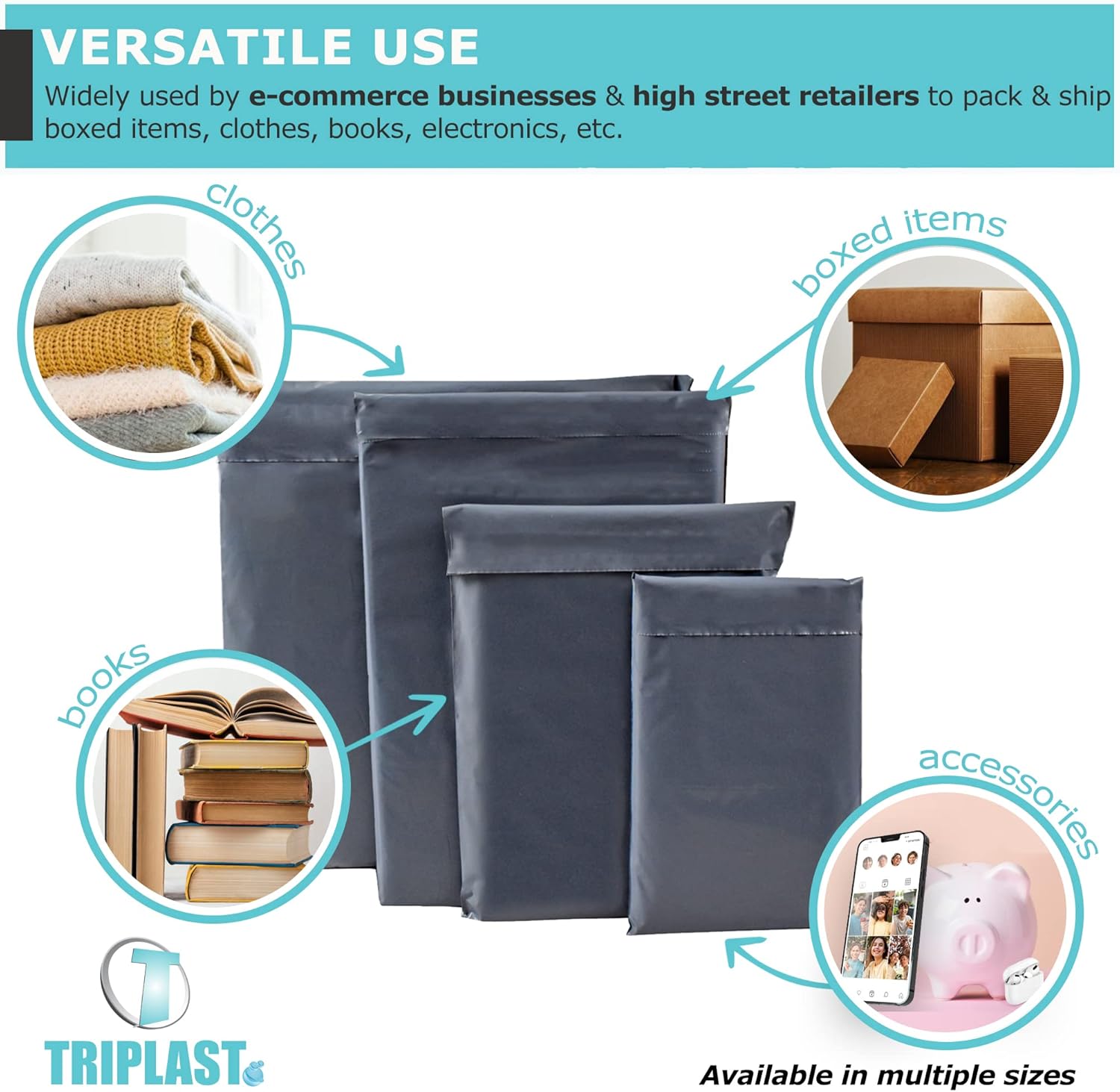 Triplast 9 x 12-Inch Plastic Mailing Postal Bag - Grey (Pack of 100) - Image 7