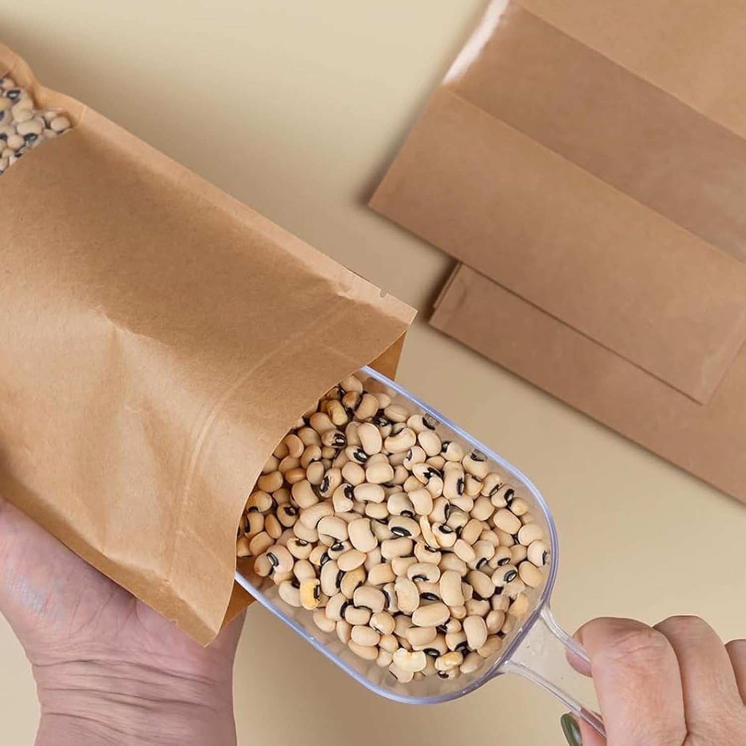 100 Pcs Kraft Pouches With Window, Kraft Bags with Resealable, Stand Up Food Bags for Cookie Tea Candy Nut Spices - Image 6