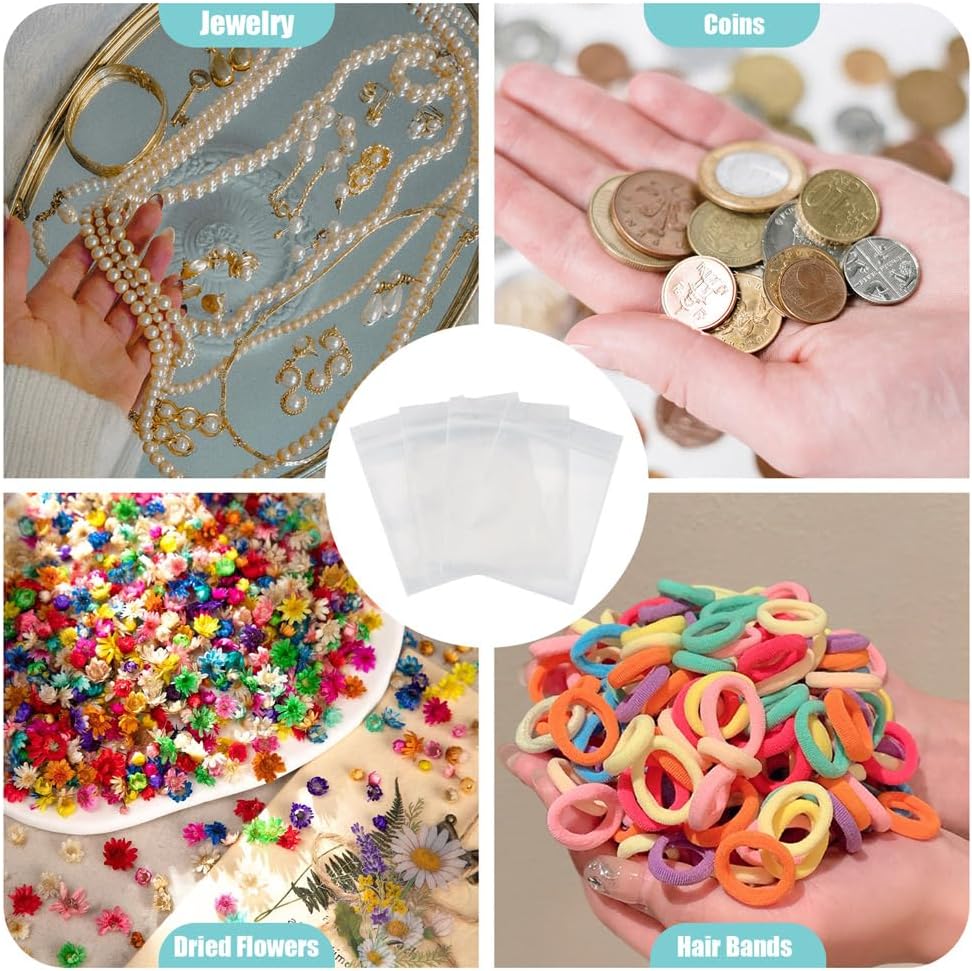 300Pcs/Set Rectangle Transparent Plastic Zip Lock Bags Organizer Storage Clear Top Seal Pouch Self Seal Resealable Packaging Bag 6x4cm - Image 6