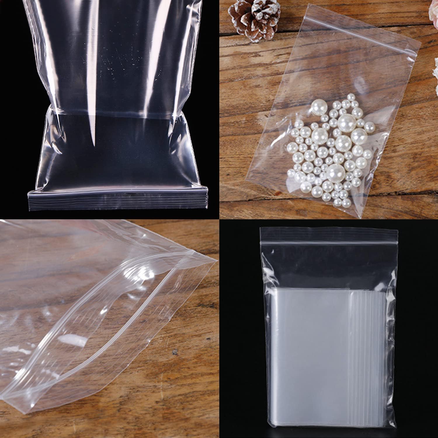 50 Pcs Ziplock Bags, 5 x 7 cm Small Plastic Bags, Clear Storage Pouches Resealable, Poly Zip Lock Bags, for Kitchen Storage, Jewellery, Diamond Painting, Small Cookies and Sweets - Image 4