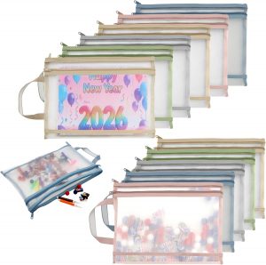 11 PCS Colored Mesh Zipper Pouch Ba...