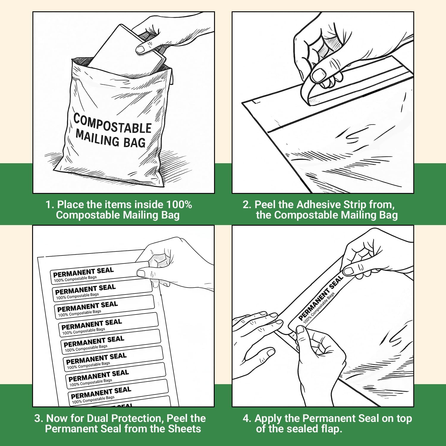 Parcel Bags 25 Pack, 5x7 Compostable Eco-Friendly Biodegradable Poly Mailers with Self Seal Adhesive Strong, Waterproof, Tamper Proof Packaging Bags for Shipping & Couriers - Image 4