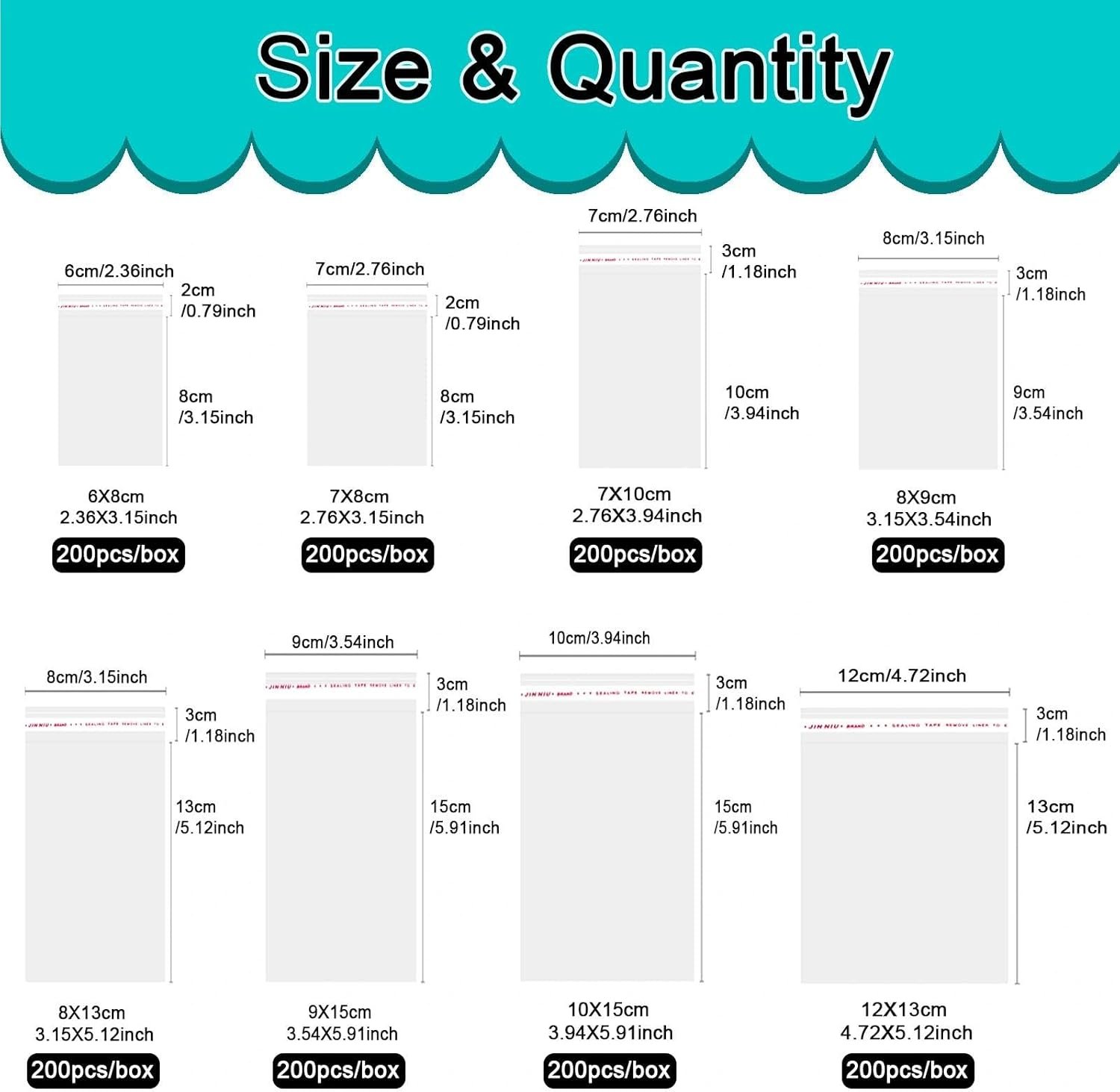 200Pcs Clear Self-adhesive Cellophane Bags, 7 x 10 cm Small Clear Seal Seal bags for Wrapping Cookies, Sweets, Biscuit, Jewellery, Gifts, Envelopes, Party Favors(2.76 x 3.94 inch) - Image 8