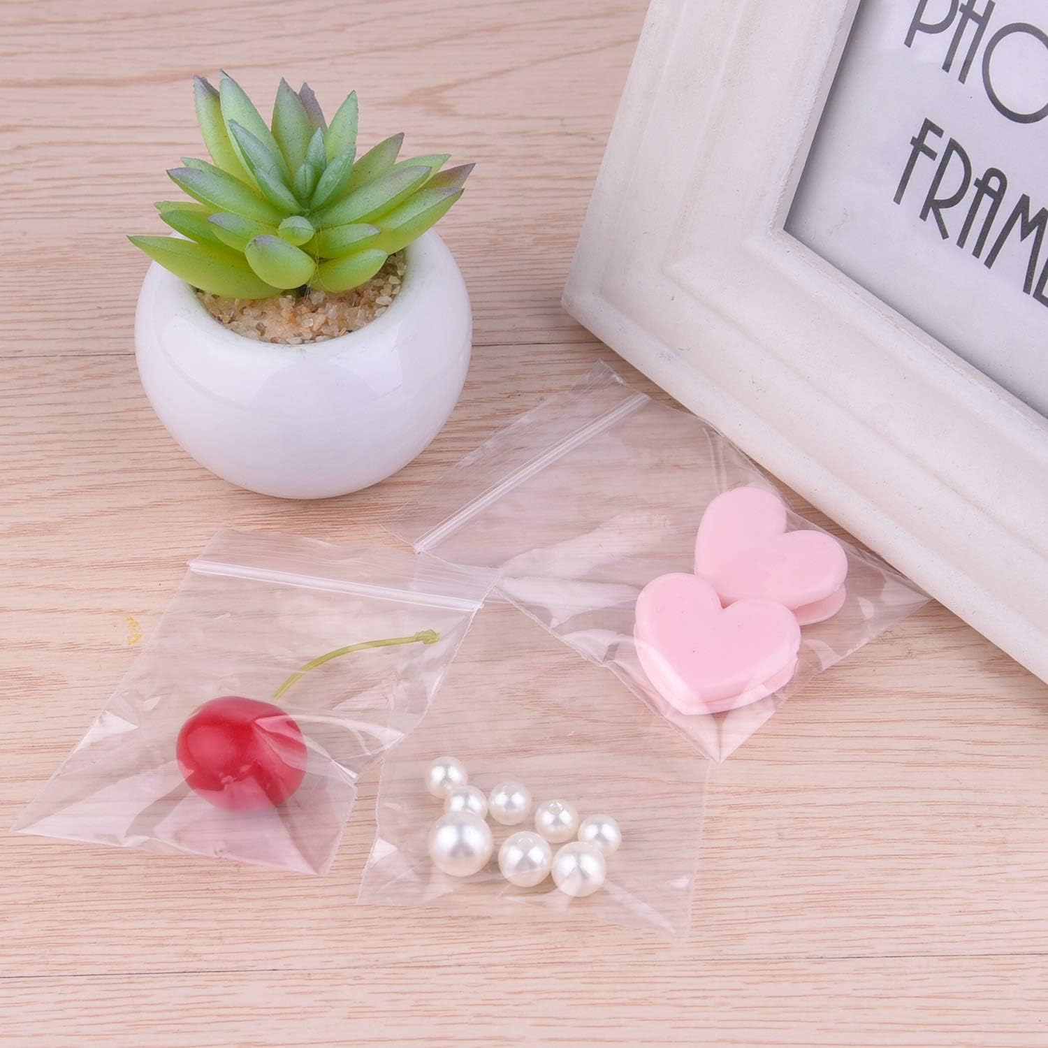 TUPARKA 300pcs Grip Seal Bags, Resealable Storage Bag Zip Lock Bags Small Clear Plastic Bags Poly Self Seal for Food Craft Jewellery Storage - Image 7