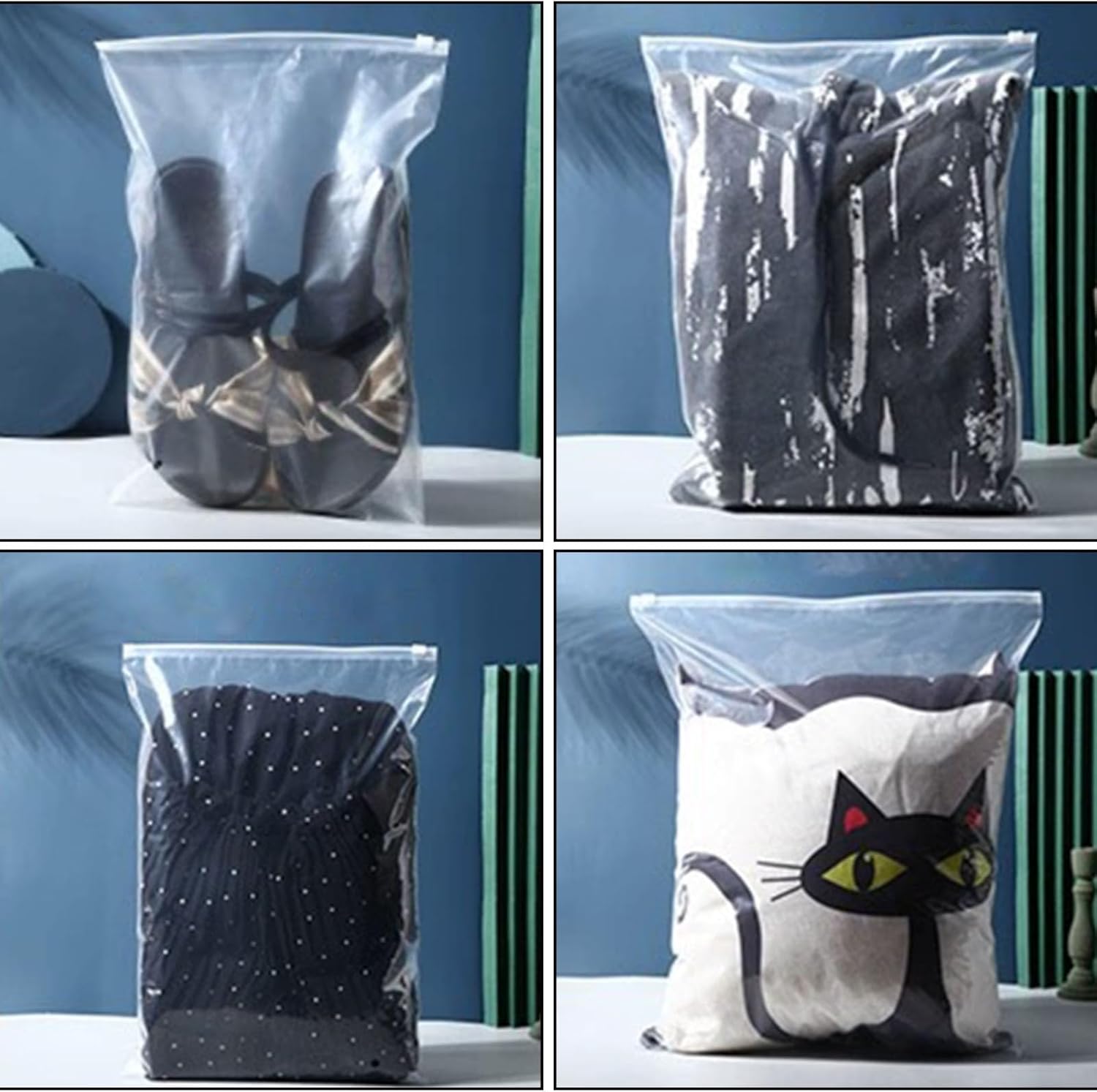 20Pcs Clear Zip Lock Clothes Bags Large Travel Clothes Storage Bags Resealable Large Plastic Luggage Pouch For coats, bulky clothes, bath towels and organizing 50 x 60 cm - Image 4