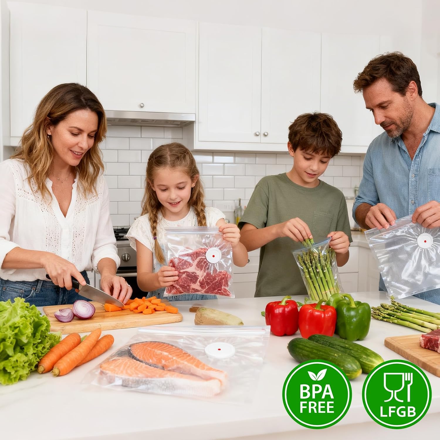 Reusable Vacuum Seal Bags, 12 PCS 30 × 34cm BPA-Free Zip Seal Food Storage Bags with Air Valve, Leak-Proof Sous Vide Bags for Meal Prep, Freezer & Food Preservation - Image 6