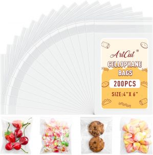 Artcut 200 PCS Cellophane Bags, 4&#...