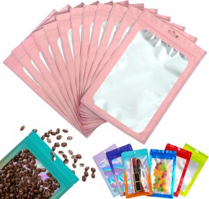 YAAVAAW Pink Foil Ziplock Bags, 100...