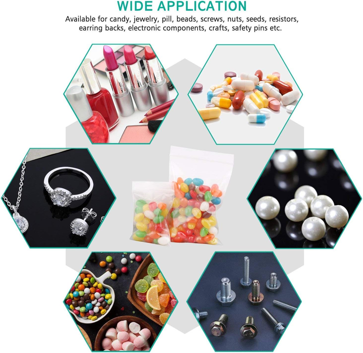 Ziplock Bags 15×20cm, 30PCS, 3 Mil Extra Thick Medium Size Clear Plastic Resealable Grip Seal Bags with Lock Seal Zipper, Storage Pouches for Jewelry Sandwich Food Mask Incense Packaging - Image 5