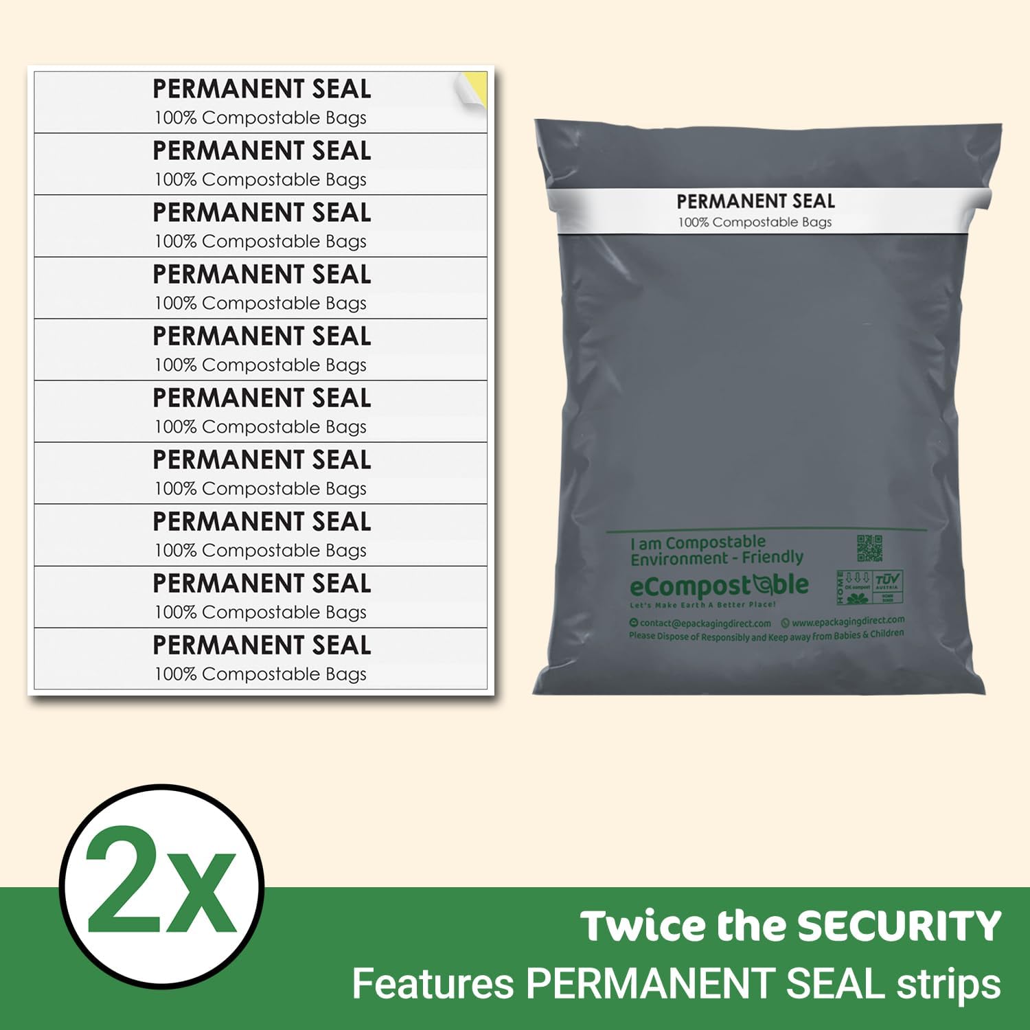 Parcel Bags 25 Pack, 5x7 Compostable Eco-Friendly Biodegradable Poly Mailers with Self Seal Adhesive Strong, Waterproof, Tamper Proof Packaging Bags for Shipping & Couriers - Image 3