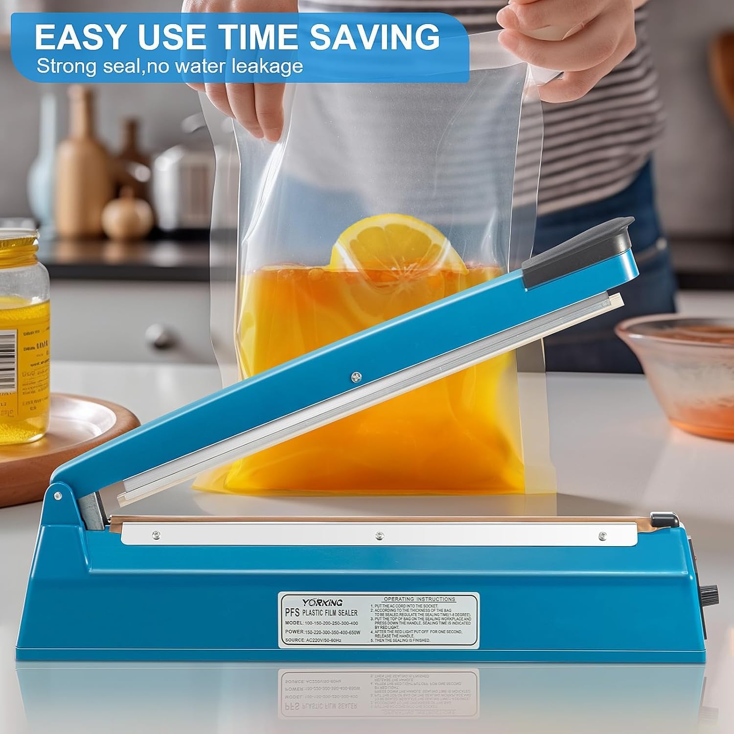 CROWNSHOP 400MM Impulse Heat Sealer Portable Manual Food Film Sealing Machine Pressure Sealing Machine for Plastic Bag for Food Sealing - Image 4