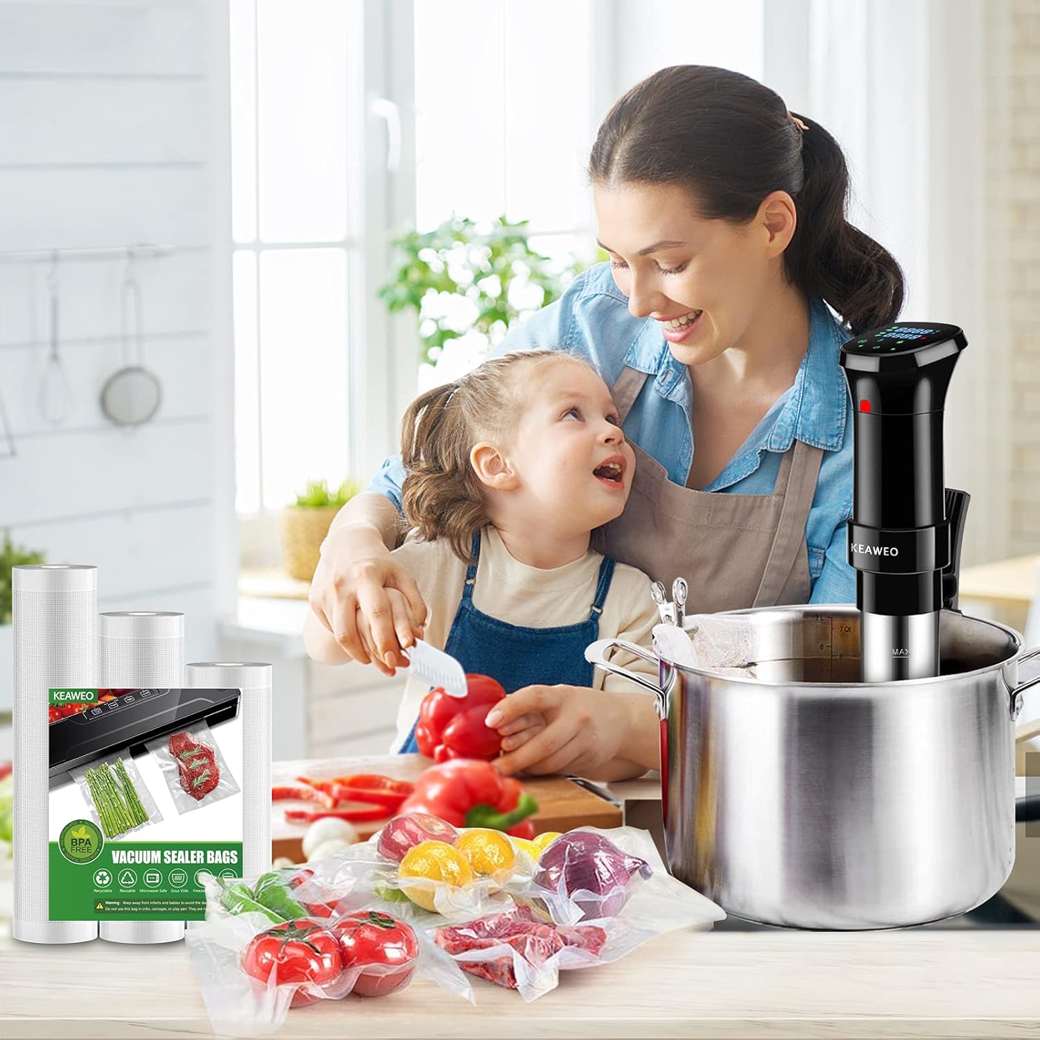 Vacuum Sealer Bags, Food Vacuum Seal 3 Rolls 12M for Sous Vide Cooking, Microwave, Freezer, Food Storage Preservation Seal Meal, Reusable, BPA Free Fit All Sealer Machines 20cm/25cm/28cmx 400cm - Image 7