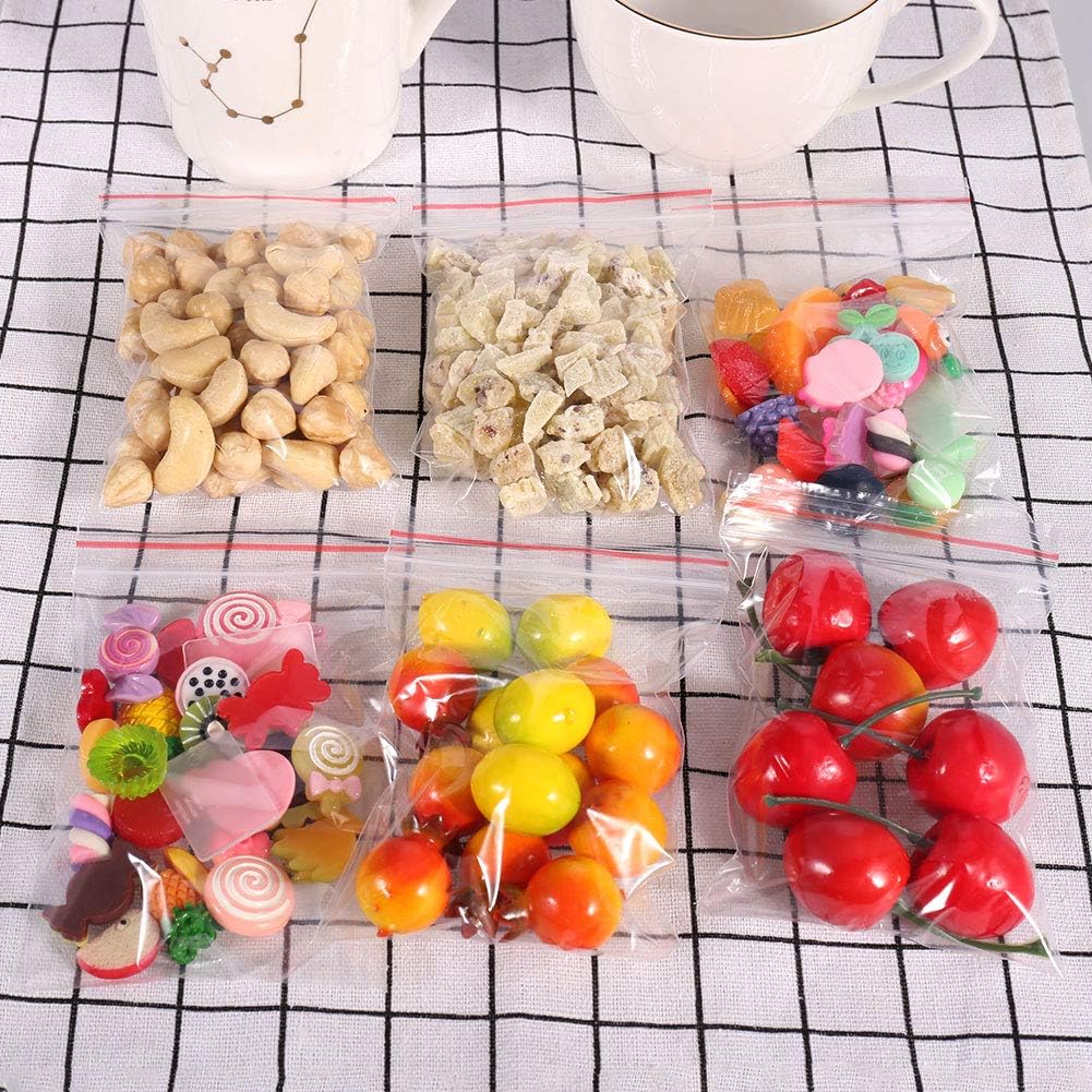 400 Pcs Grip Seal Bags Clear Plastic Bags, Resealable Poly Zip Lock Storage Pouch Bag for Kitchen Jewellery Craft Beads, 4 Sizes - Image 6