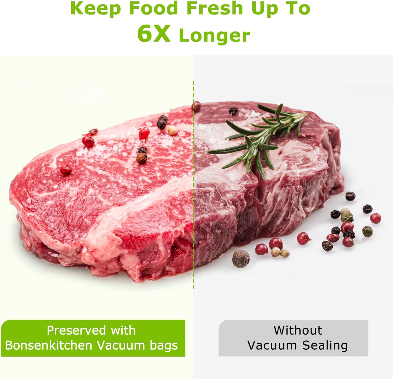 Bonsenkitchen Vacuum Sealer Bags, 40 Pcs 20 x 30 CM Precut Food Sealer Bags, Commercial Grade, BPA Free, Heavy Duty, Customized Size Vacuum Bags for Vac Storage, Meal Prep or Sous Vide Cooking, VB32 - Image 4