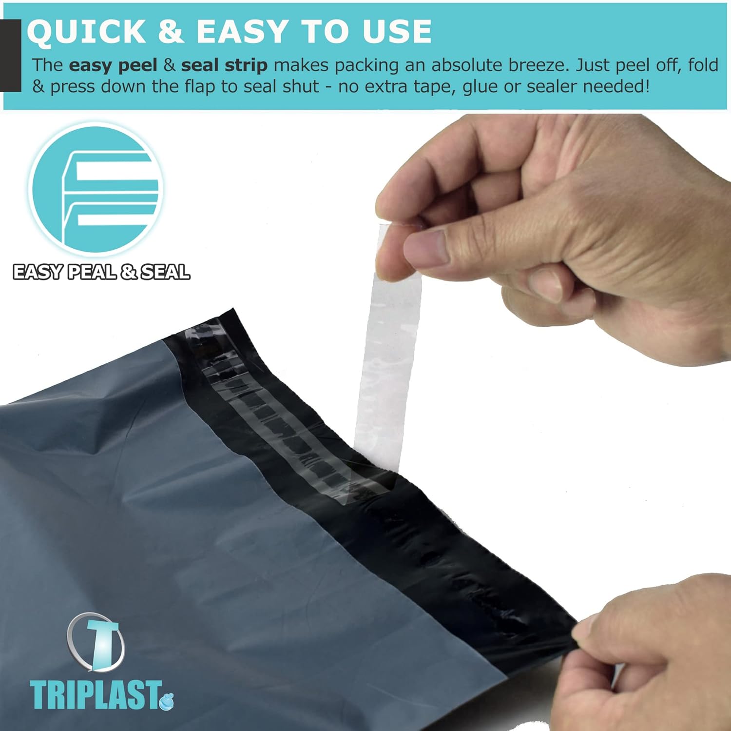 Triplast 9 x 12-Inch Plastic Mailing Postal Bag - Grey (Pack of 100) - Image 3