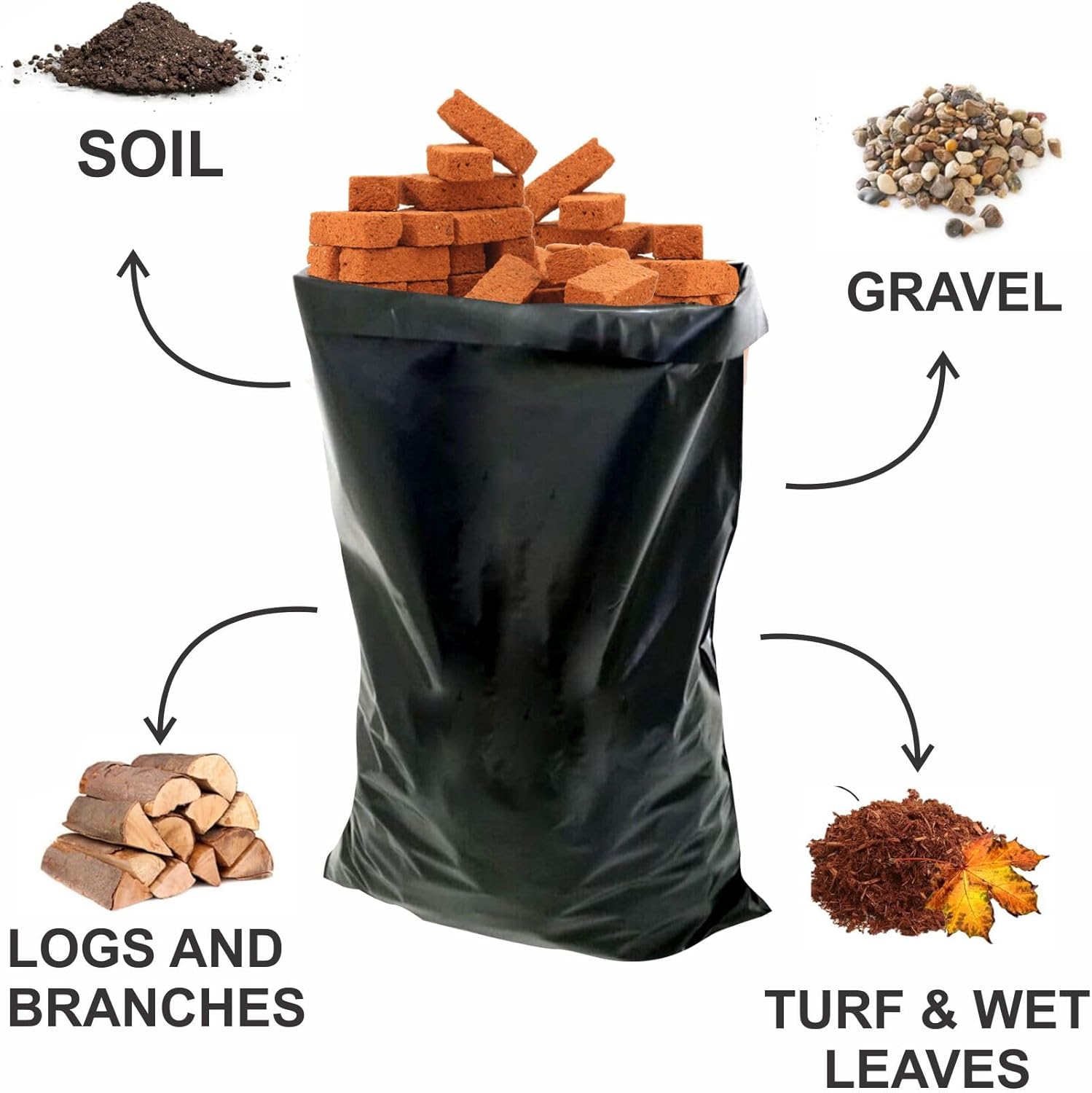 Heavy Duty Pack of 15 Black Rubble Sacks 80L Capacity, 20" X 30" Rubble Bags Ideal for Construction Garden and Household Cleanup 400 Gauge (100 Micron) - Image 3