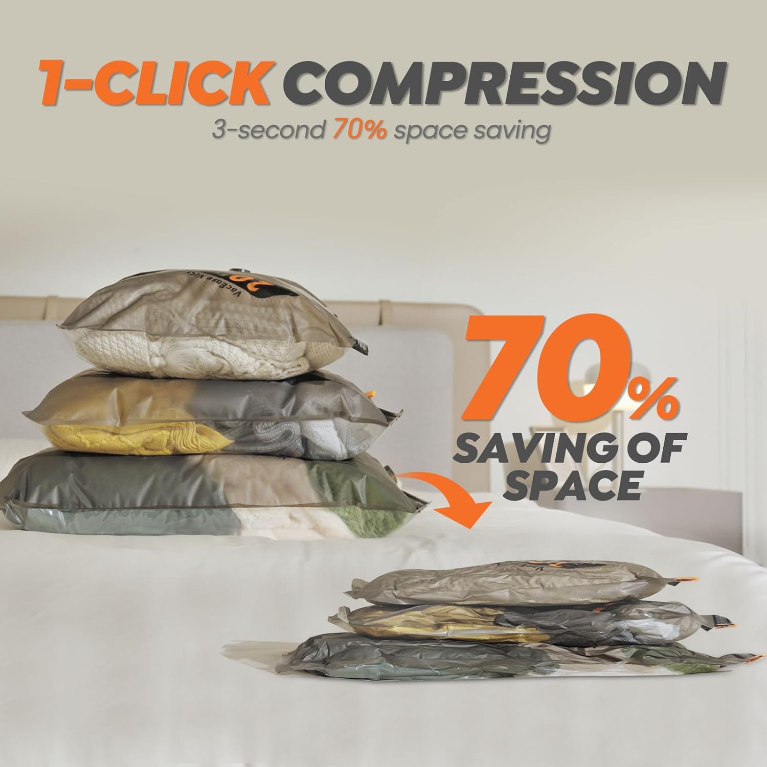 Vacuum Storage Bags, 10 Pack Reusable Space Saver Bags with Wireless Electric Air Pump for Clothes,Travel - Image 4