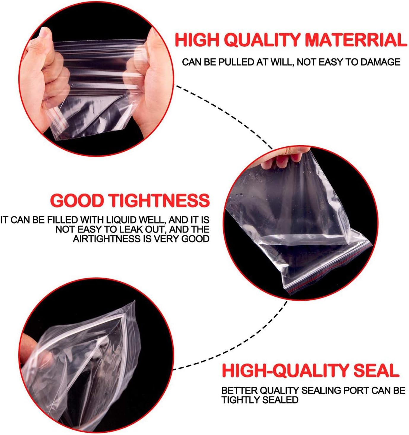 AKAR Clear Grip Seal Bags Small 1.5" x 2.5" | 200 Resealable Press & Seal Plastic Bags | Zip Lock Poly Packaging for Kitchen Storage, Jewellery, Sweets, DIY Arts - Image 5