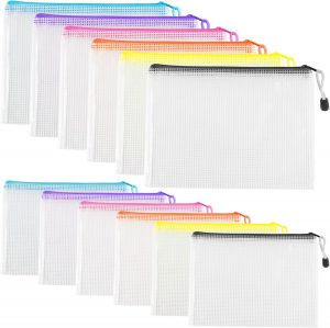 12 Pcs A4 A5 Plastic Zip Wallets, D...