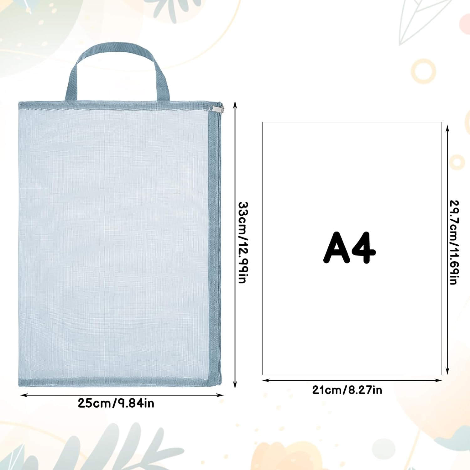 10 Pack Colored Mesh Zipper Pouch Bags, A4 Double-Layer Toy Storage Bags with Zipper Nylon Puzzle Building Blocks See Through Mesh Bag for Home School Office Game, Style 2 - Image 7