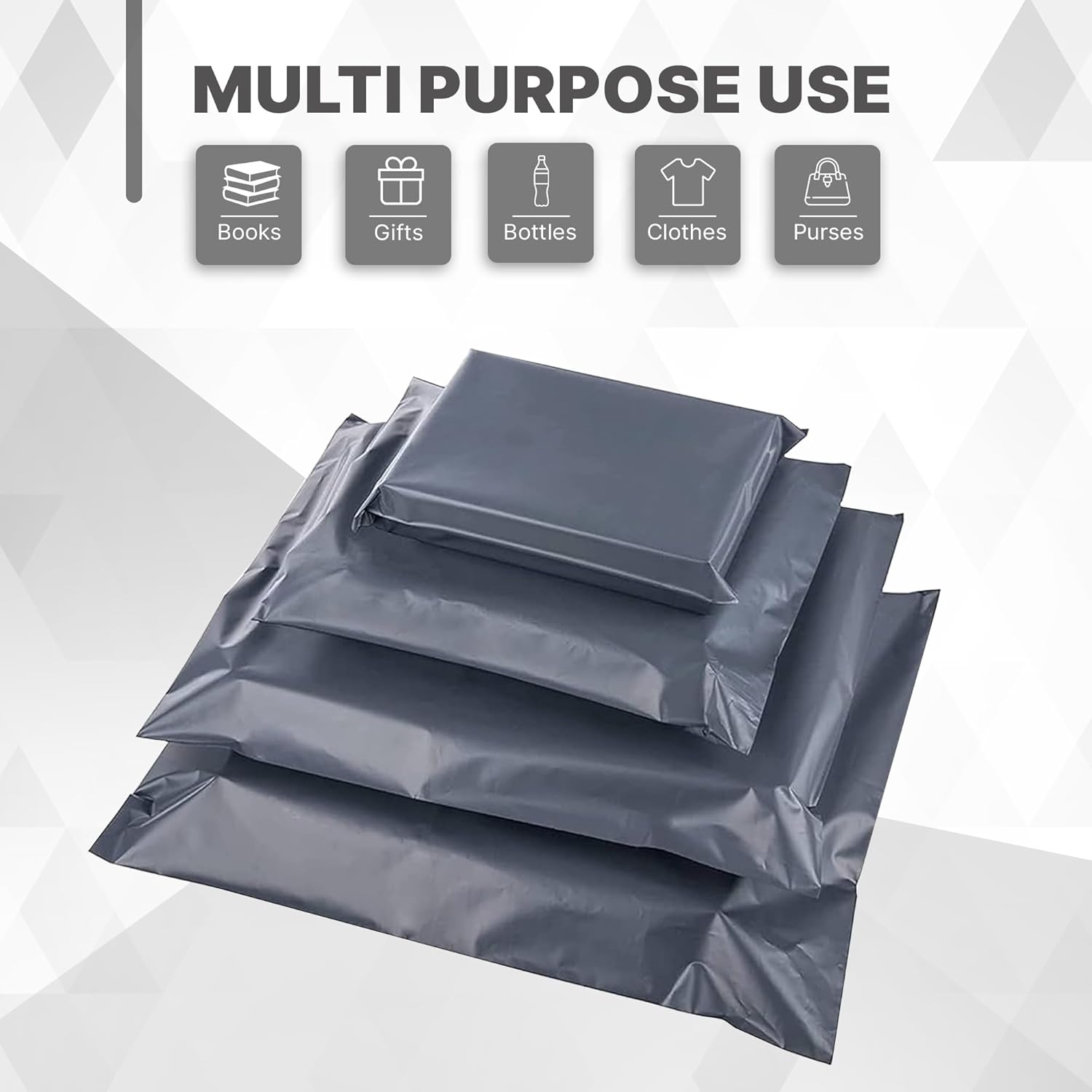 delka Mailing Bags, Durable Grey Poly Mailer Bags, Tear-Resistant Shipping Envelopes for Clothing, Documents, Strong Self-Seal Adhesive, Waterproof & Lightweight (6x9, 50PK) - Image 5