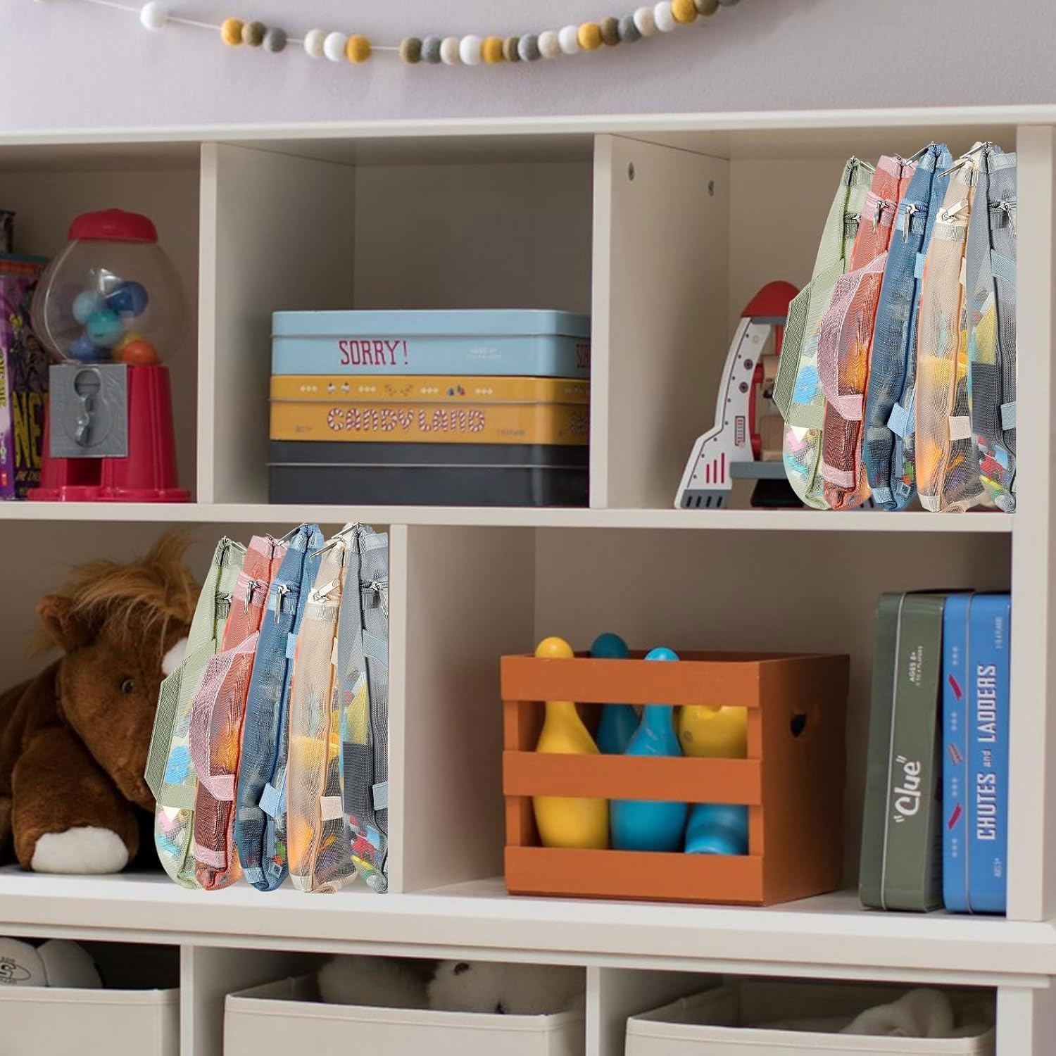 10 Pack Colored Mesh Zipper Pouch Bags, Double-Layer Nylon Puzzle Building Block Sets Toy Storage & Organization, Breathable See Through A4 Zipper Pouch with Handle for School Games - Image 5