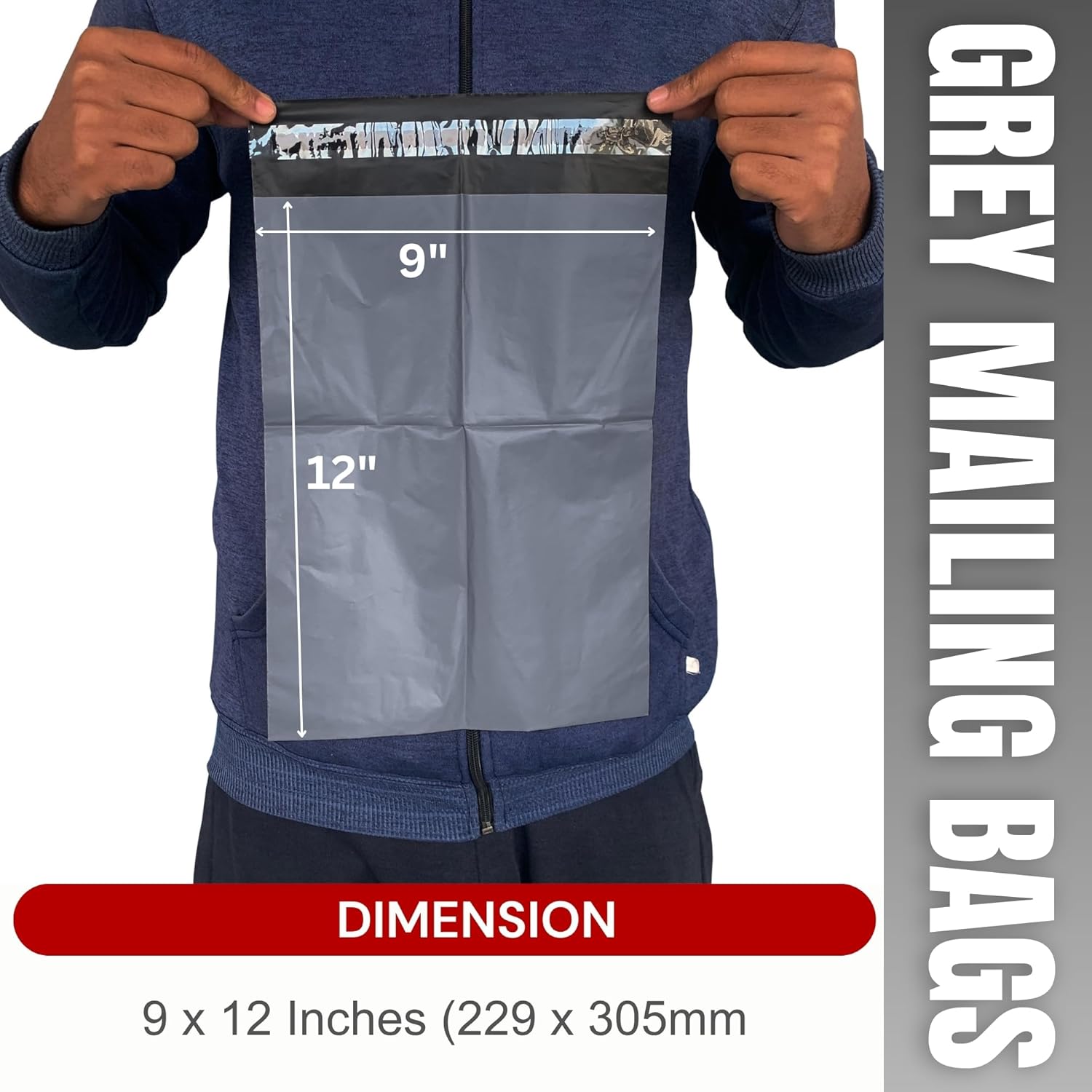 JeeJaan® 50 Grey Postage Bags 9 x 12 - (229 x 305mm) Strong Self Adhesive Waterproof and Tear-Proof Postal Bags Ideal for Shipping Purpose Mailing Bags - Image 2