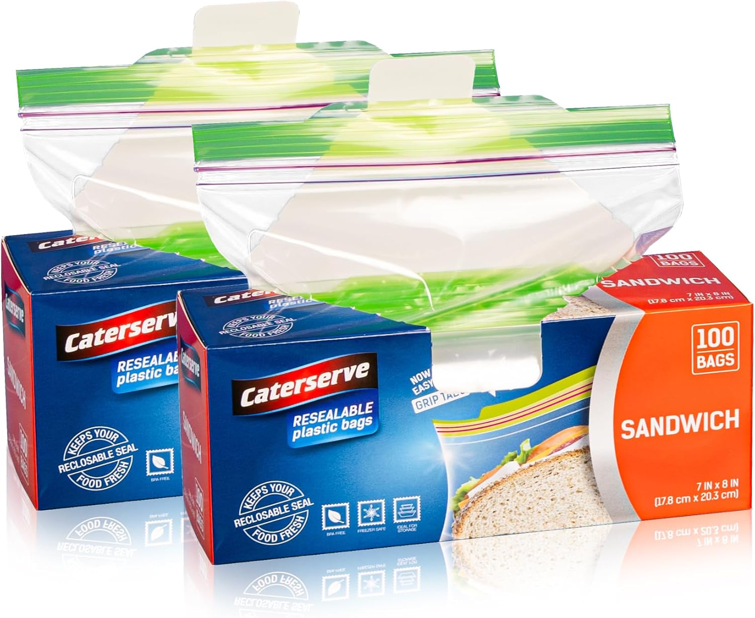 Plastic Sandwich Bags – Zip Food Bags – Transparent Lunch Bags with Ziplock Closure – 200 pcs Small Snack Bag – 7 x 8-inch Freezer Bags – Non-BPA Plastic – Reusable Sandwich Bags for School and Work