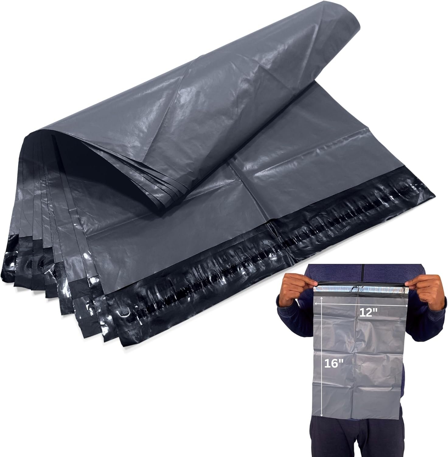 JeeJaan® 30 Pcs Grey Mailing Bags 12" x 16" - (305 x 405mm) Grey Poly Mailers Postage Bags Strong Recyclable Poly Mailers Postage Bags for Envelope & Courier Shipping