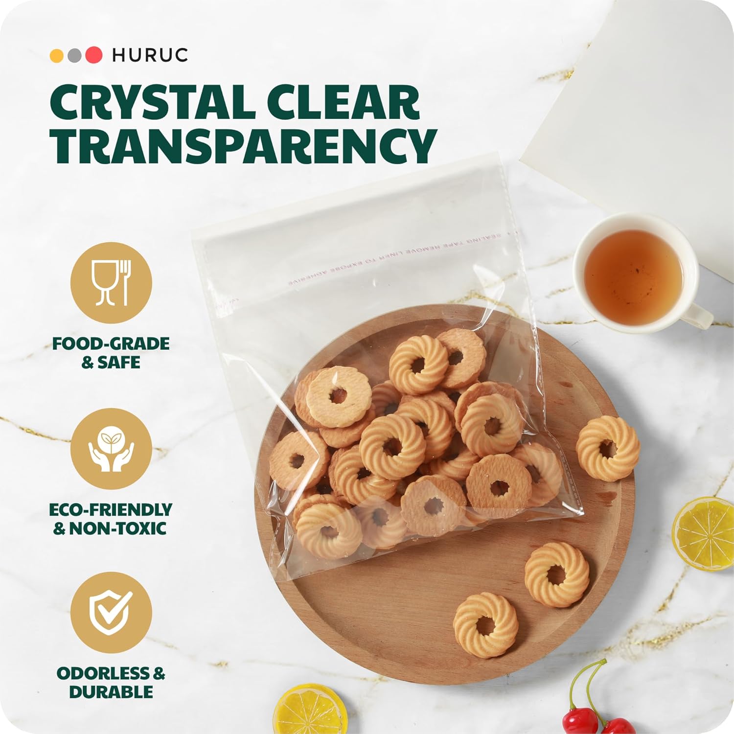 HURUC A4 Clear Self-Seal Cellophane Bags – 100 Pack | Self-Adhesive OPP Bags for Documents, Prints, Cookies, Crafts,Easter, Stationery & Gifts - Image 2