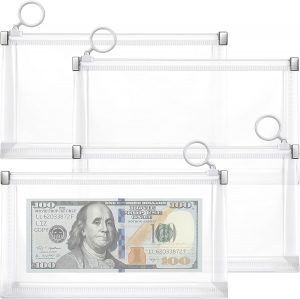 4PCS Plastic Zipper Money Envelopes...