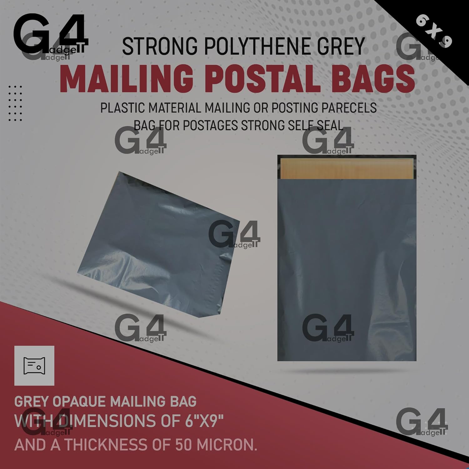 G4GADGET 100x 6.5 x 9 Inch Mailing Bags – Water-Resistant Shipping Envelopes for Secure Packaging – Ideal for Clothes, Small Items & Parcels, Self-Seal Closure, Recyclable - Image 2