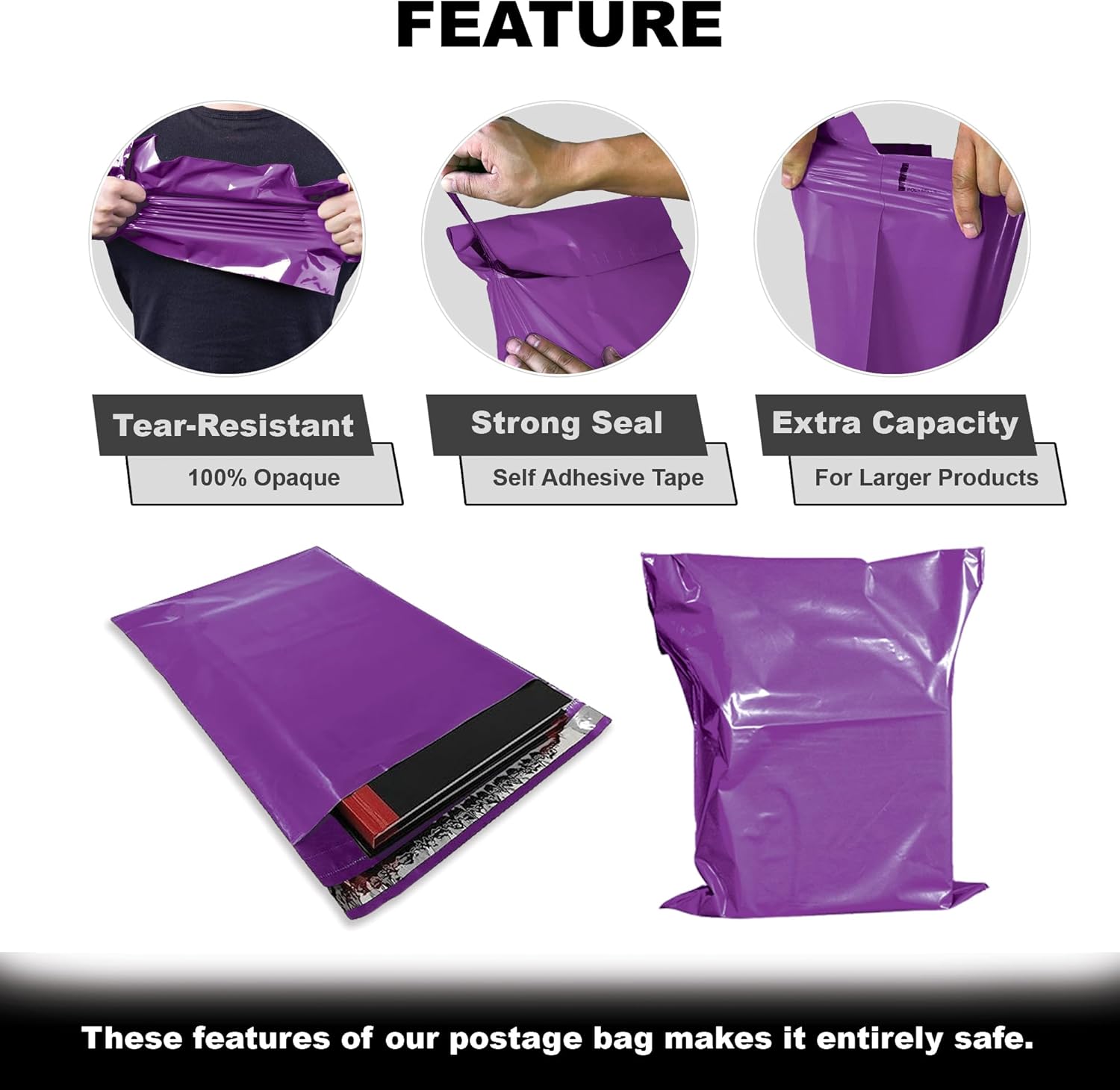 JeeJaan® 50 Pcs Purple Postage Bags 12x16 in Mailing Bags 305 x 405 mm Poly Mailers Parcel Bag Envelope Courier Shipping Waterproof and Tear-Proof Postal Mailer Courier Bag - Image 4