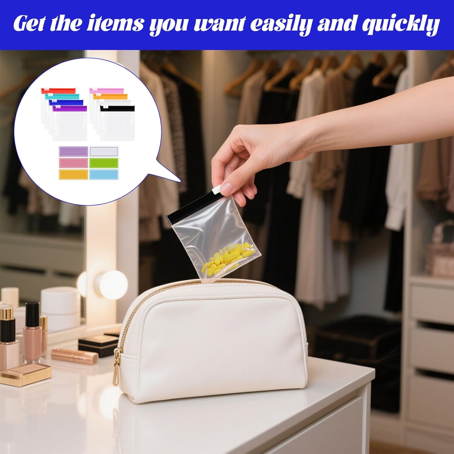 Medication Bag,22pcs Pill Pouch,Medicine Bags for Travelling with Slide Lock Translucent Self Sealing Plastic Pill Pouch for Pills Storage - Image 6