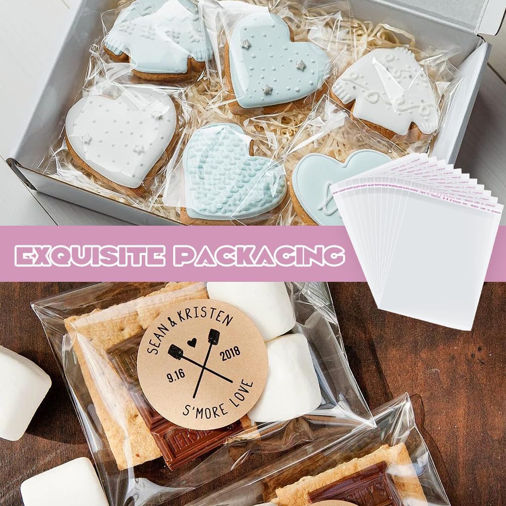 200-Pack Cellophane Bags Self Seal Small Clear Plastic Bags with Adhesive Strip for Cookies Sweets Candy Gifts Jewellery Crafts Resealable & Multipurpose OPP Bag (15 * 25cm) - Image 4
