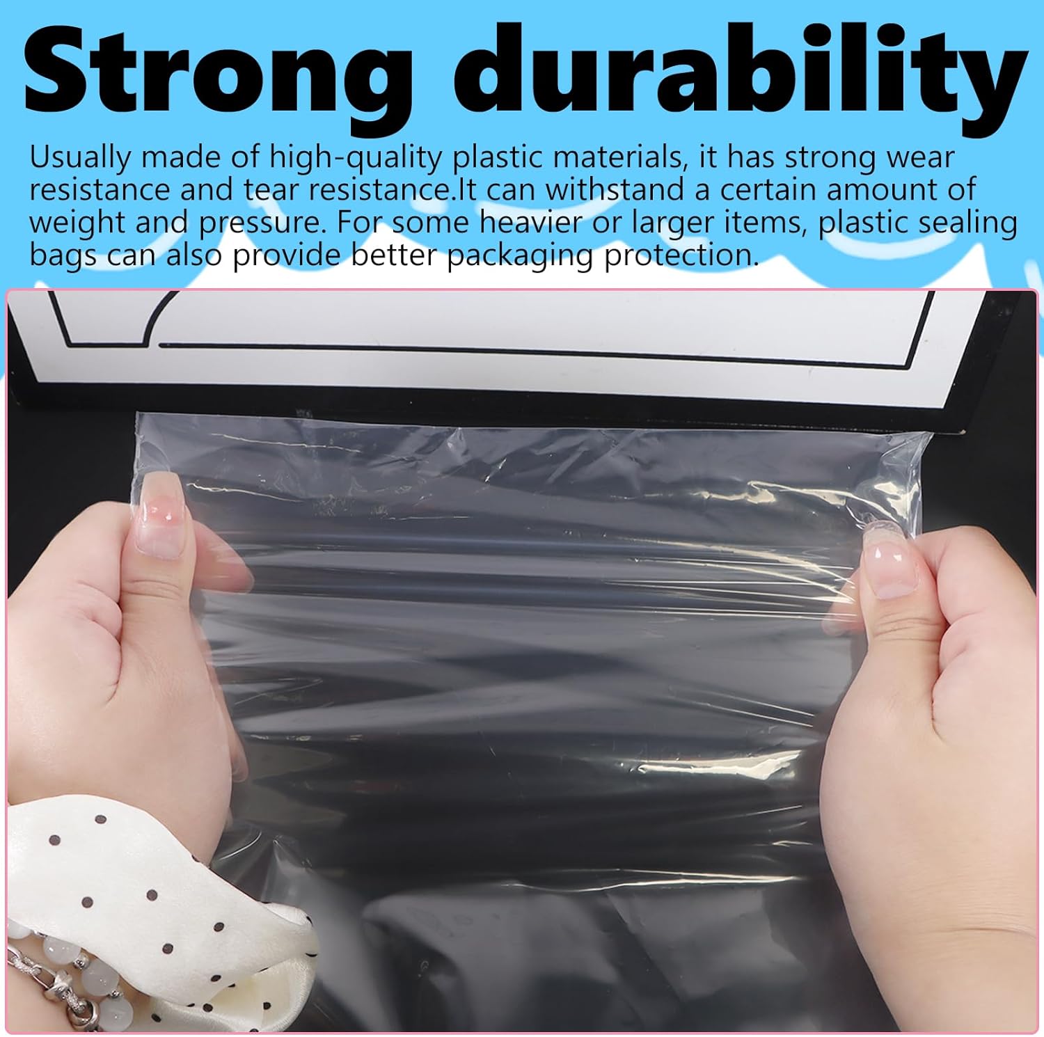 8x12cm Resealable Clear Plastic Bags, 200Pcs Small Grip Seal Bags, Thickening and Durable, Sealable for Kitchen Storage, Office Supplies, Stationery Storage ect. - Image 2