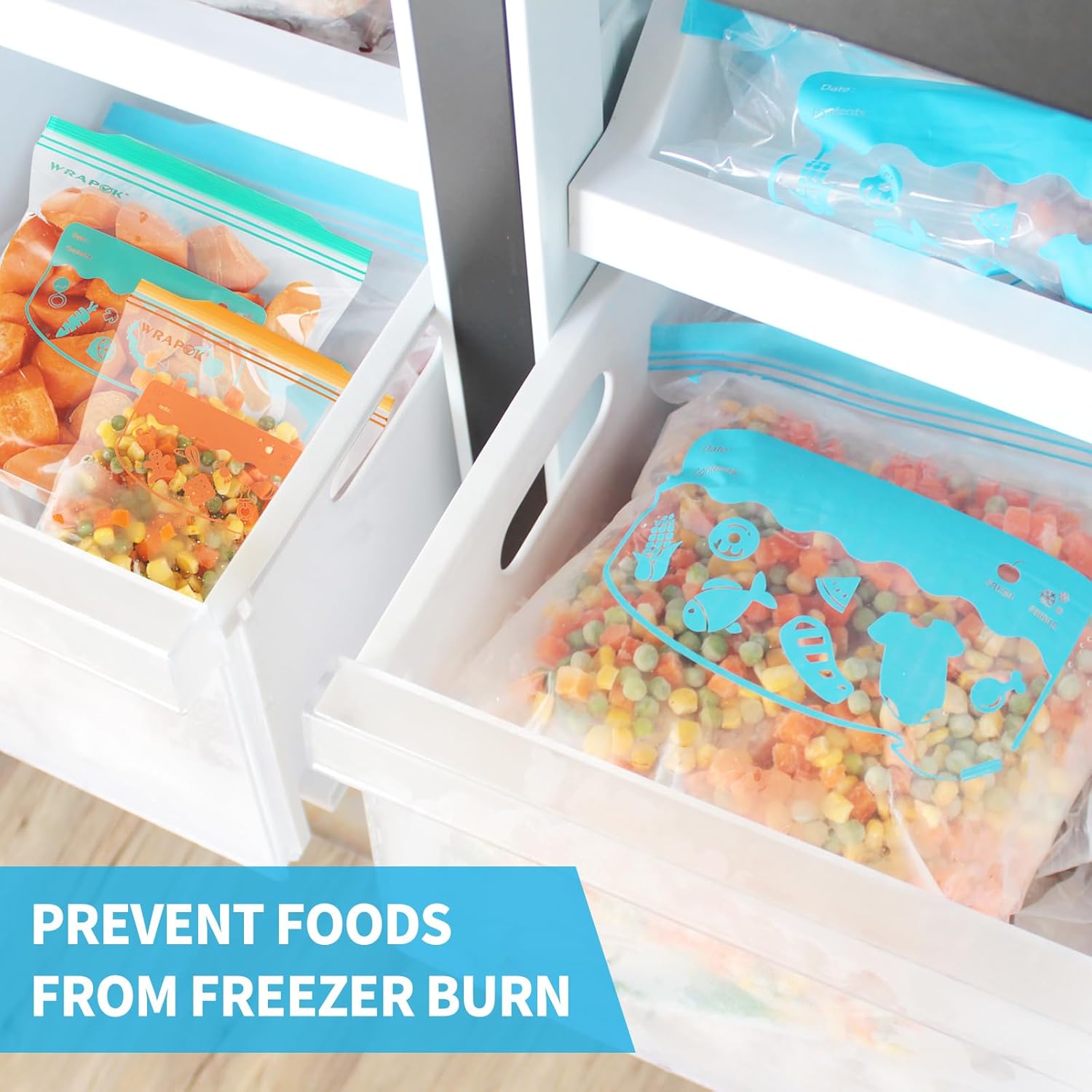 75 Pcs Zip Lock Freezer Bags Large Food Bag Plastic Ziplock Storage Reusable Sandwich Bag for Kitchen(3 Sizes) - Image 6