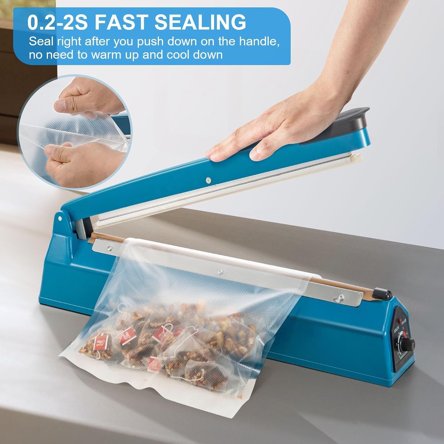 CROWNSHOP 400MM Impulse Heat Sealer Portable Manual Food Film Sealing Machine Pressure Sealing Machine for Plastic Bag for Food Sealing - Image 2