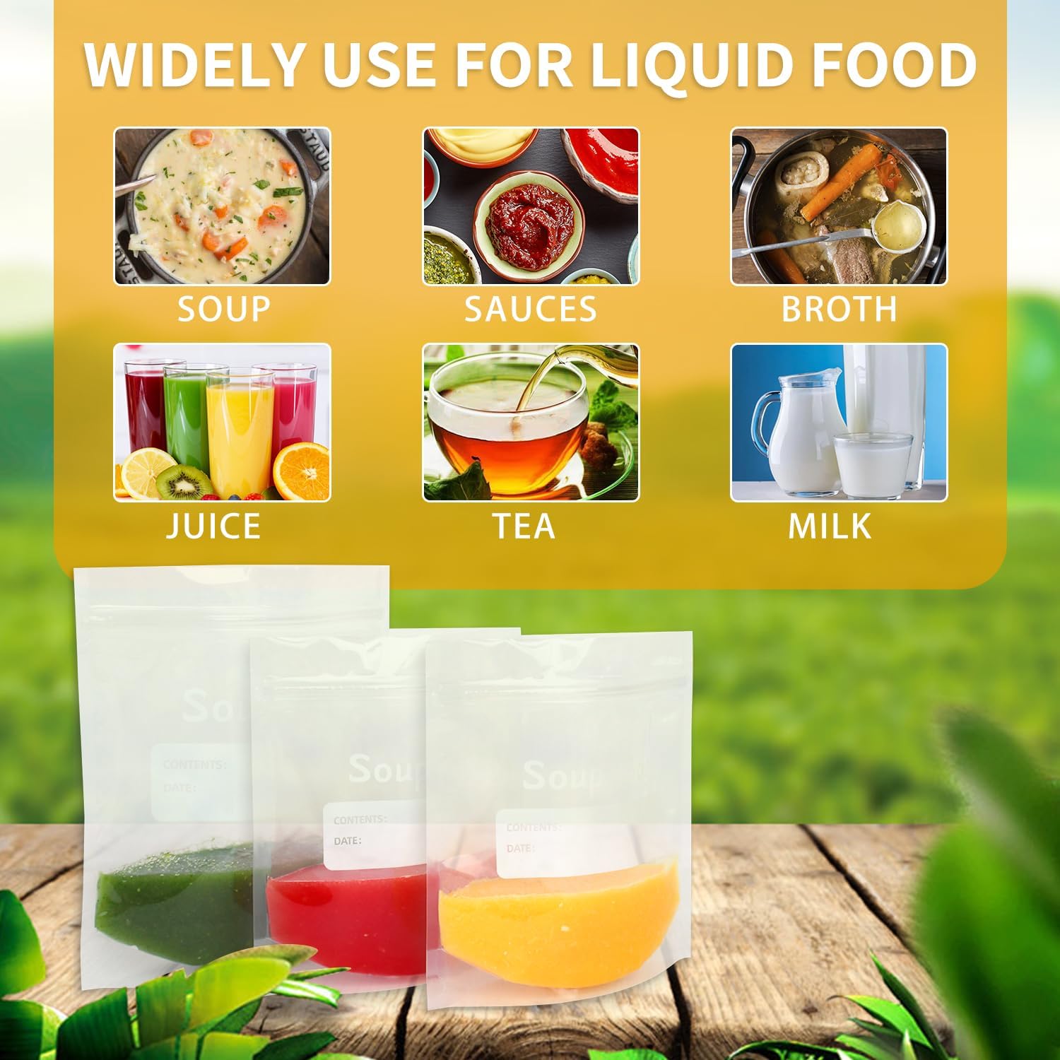 Soup Freezer Bags Reusable Liquid Storage Bag Ziplock Sauce Container Clear Sealed Bag, 1 Litre - Pack of 28 - Image 7