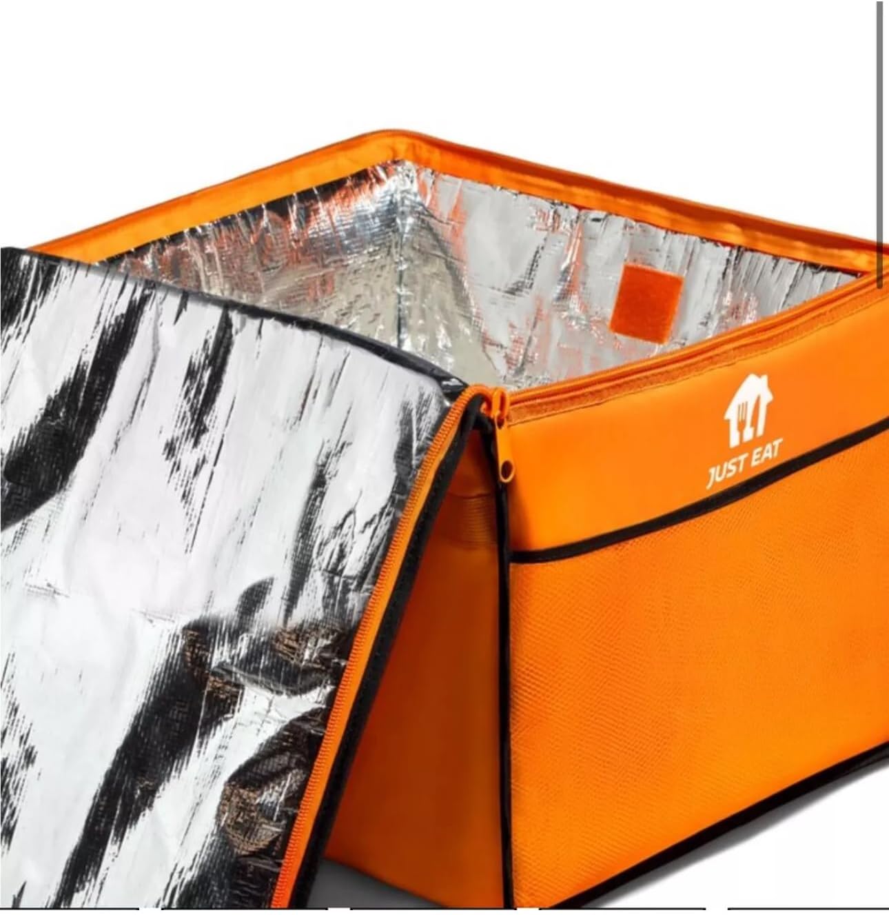 Genuine Just Eat Insulated Food Delivery Bag – Orange Thermal-Lined Bag with Zip Closure - Image 5