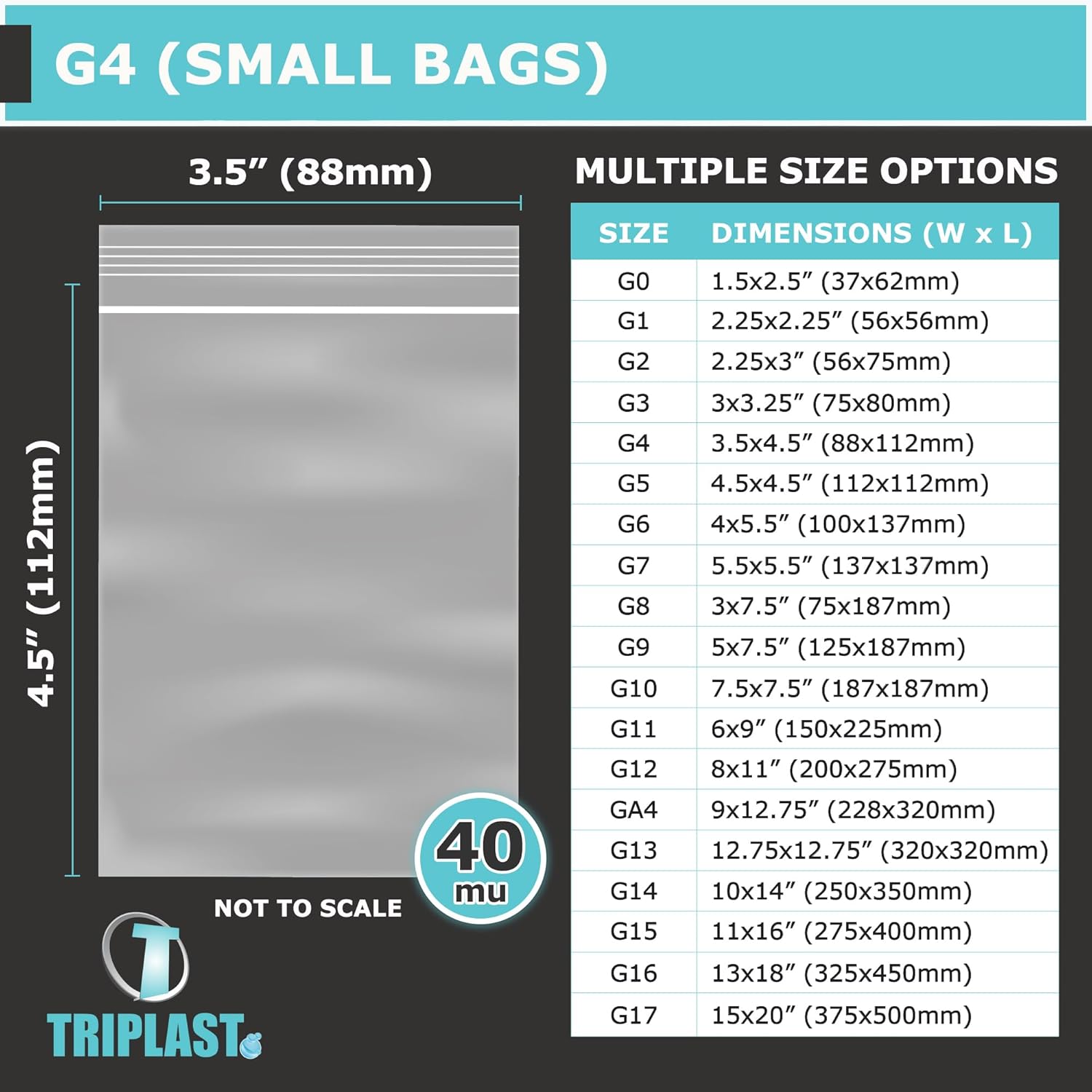 Triplast Grip Seal Clear Plastic Bags - Pick Qty & Size: 200 x G4 (3.5x4.5") - Multipurpose Resealable Polythene Pouches - Click & Seal Food Safe Small Plastic Kitchen Bags for Herbs & Spices - Image 2