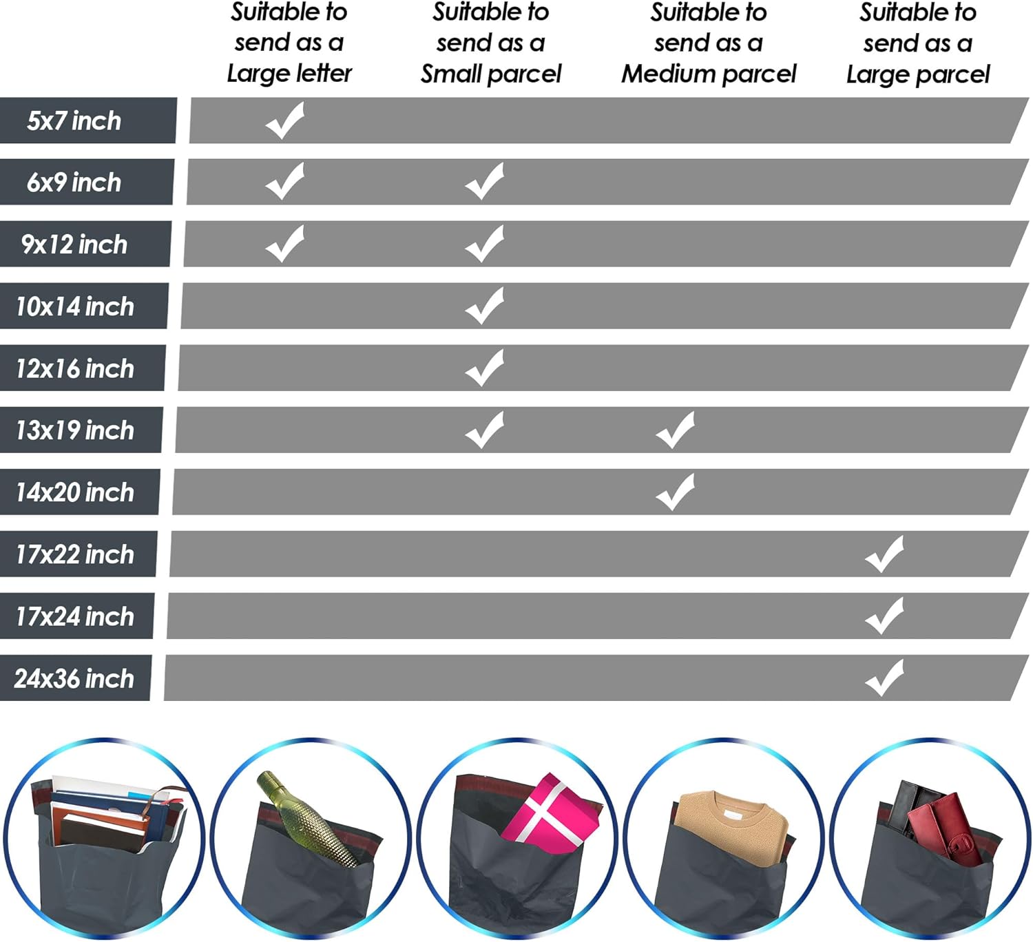 iSOUL 50pcs Assorted Mailers - Grey Parcel Bags, 10x14 Sizes, Self Seal Poly Postal Bags for Small to Large Mailing & Shipping - Image 9