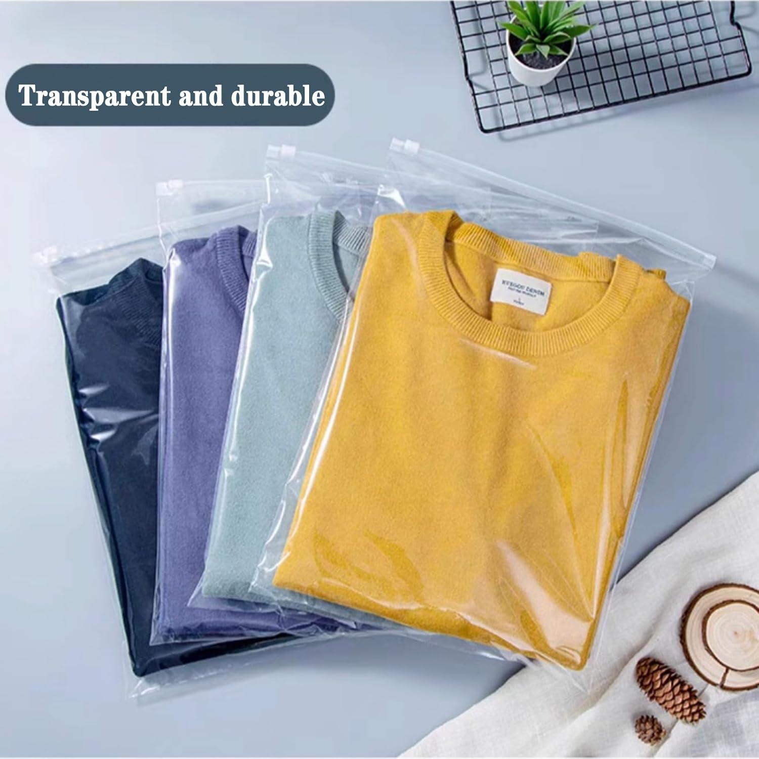 QISF 30 Pcs Reusable Ziplock Bags for Clothes,40x30cm Large Plastic Hospital Bags,Clear Seal Bag Waterproof Luggage Organiser for Clothes Garment School - Protect From Dust & Moths - Image 2