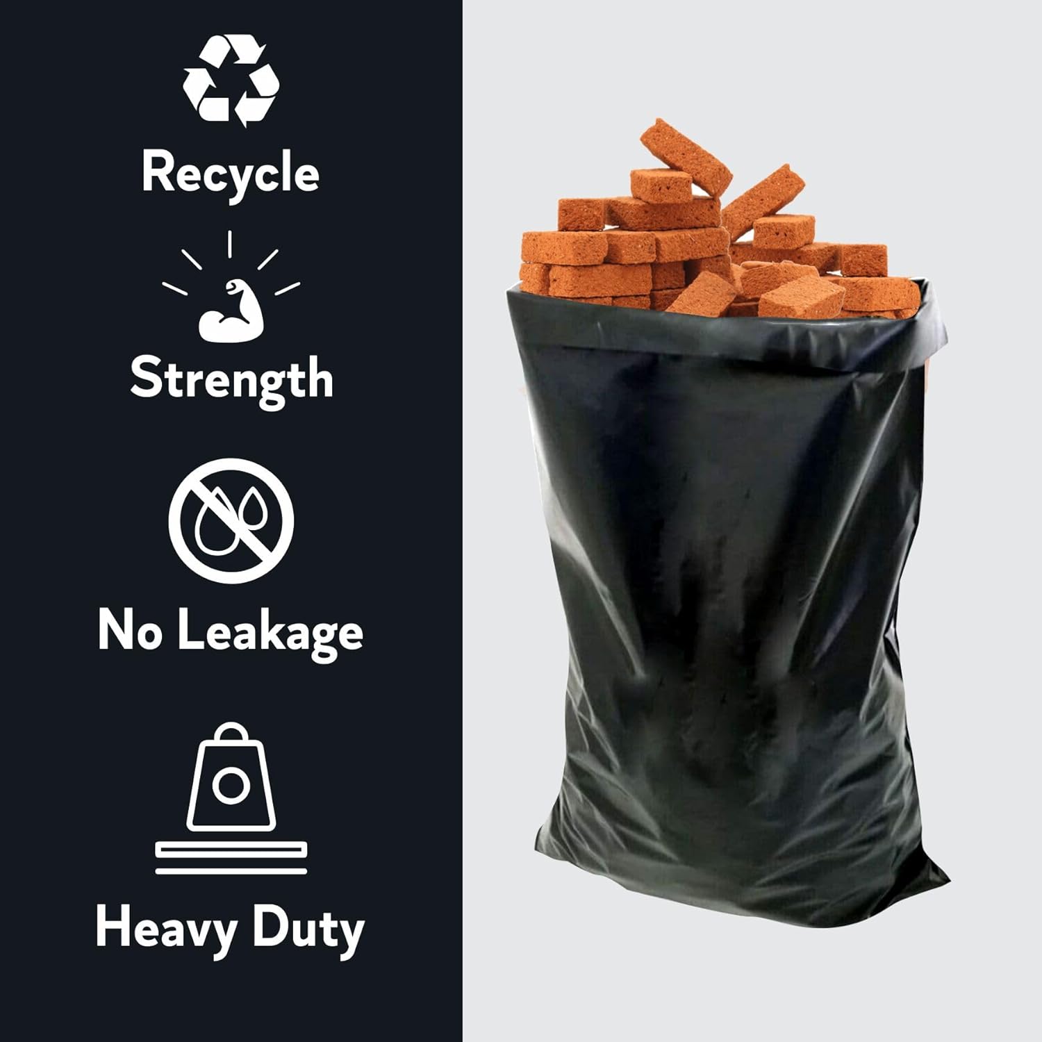 Heavy Duty Pack of 15 Black Rubble Sacks 80L Capacity, 20" X 30" Rubble Bags Ideal for Construction Garden and Household Cleanup 400 Gauge (100 Micron) - Image 4