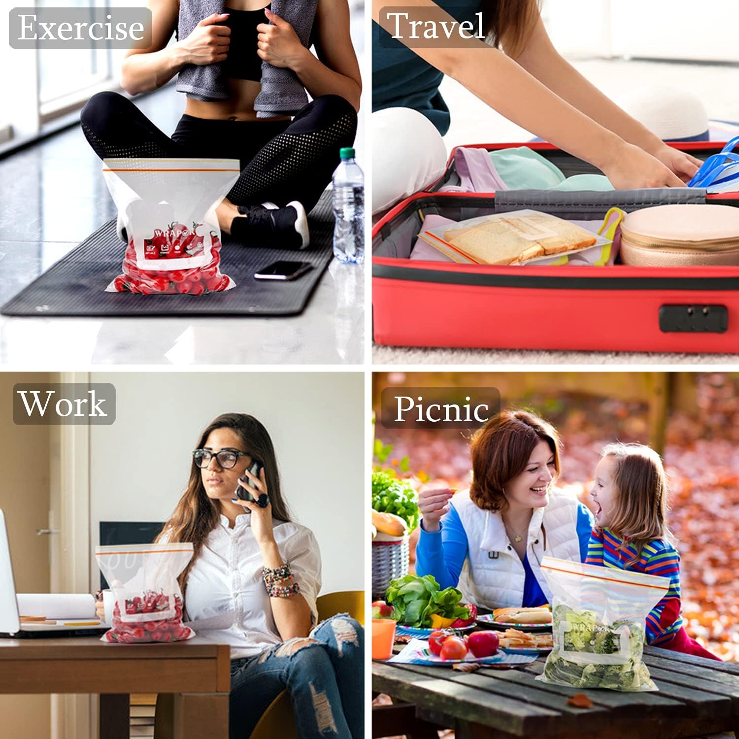 Medium Freezer Bags Ziplock Reusable Sandwich Plastic Food Bags - 9.8 x 8.7 Inch (50 Count) - Image 6