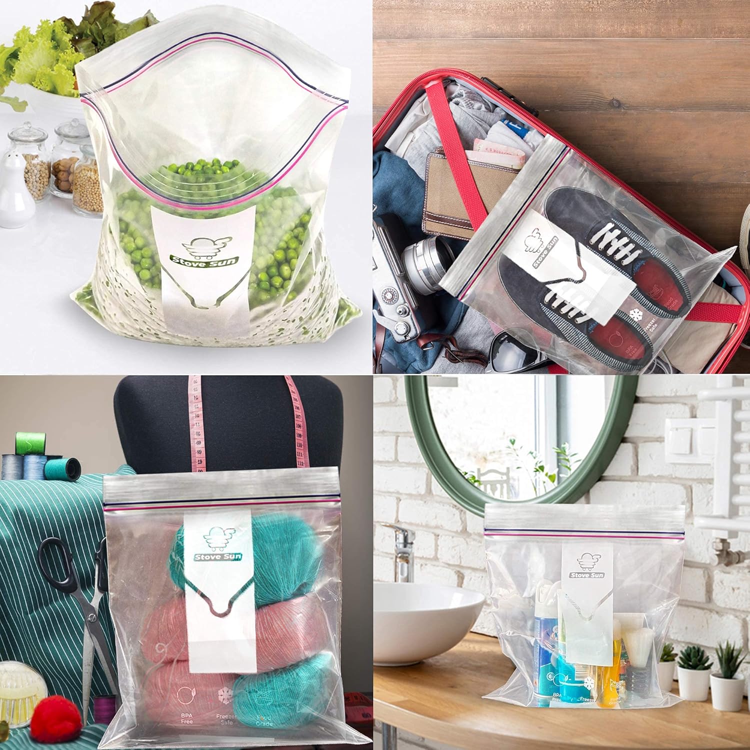 40 x Large Reusable Freezer Bags Heavy Duty Double Ziplock Bags, UK Gallon Food Bags Size 4.55L | BPA Free, Freezer Safe, Microwave Safe (30.6×28.8cm) - Image 6