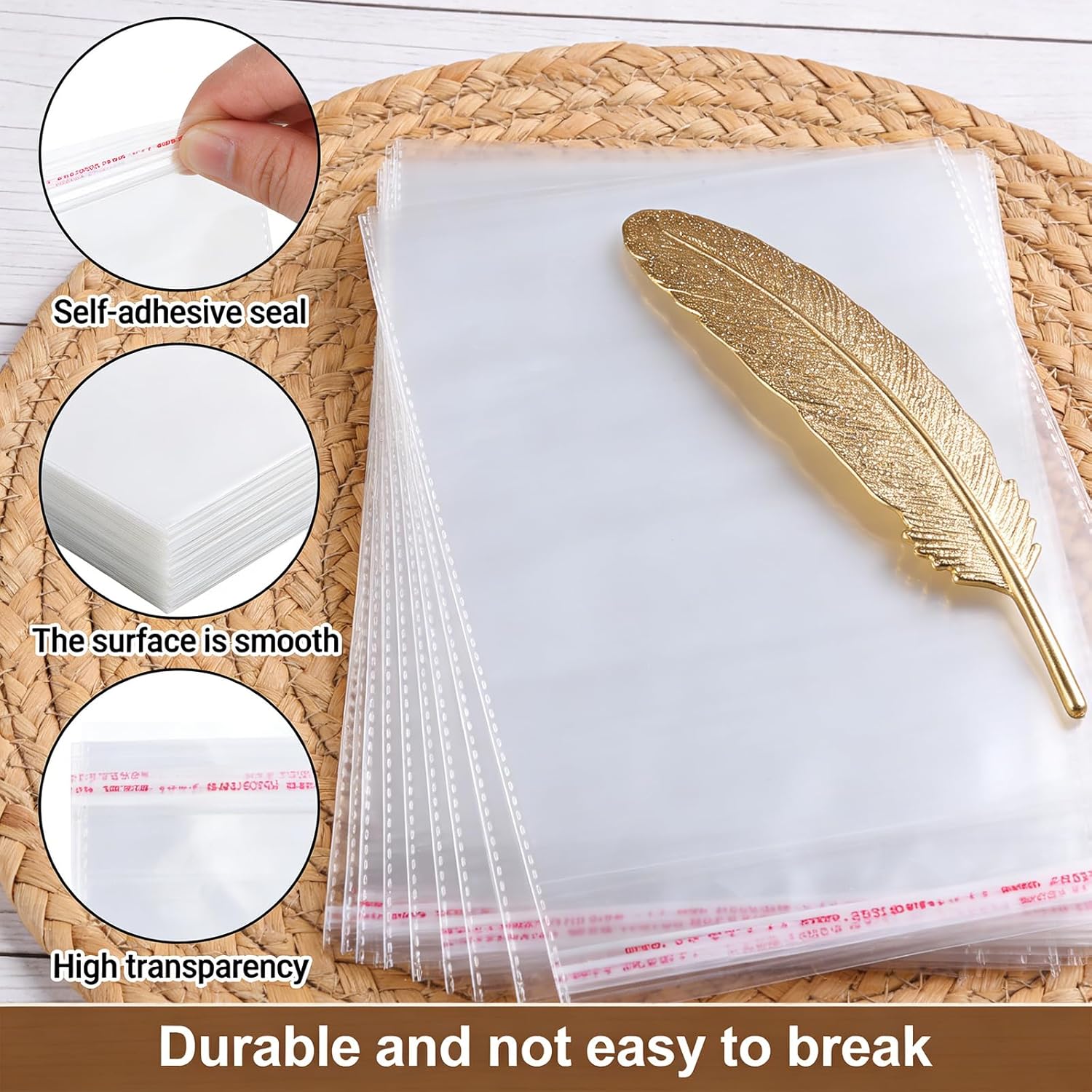 100pcs transparent packages self seal cellophane bags(12x17Inch),opp A3 cellophane bag,cellophane bags large for cookies, candies, gifts, clothes, shoes - Image 3